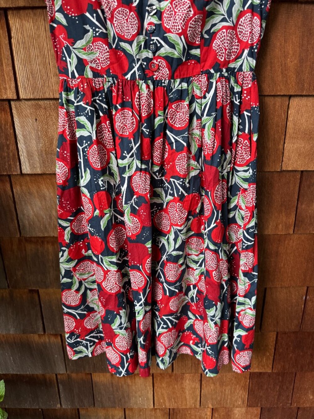 ModCloth Button Front Pomegranate Print Short Sleeve Fit & Flare - Women's 6 - Picture 6 of 11